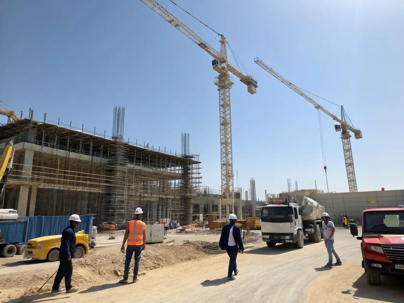 A construction site being efficiently managed, showcasing FANARCHI's project management capabilities.